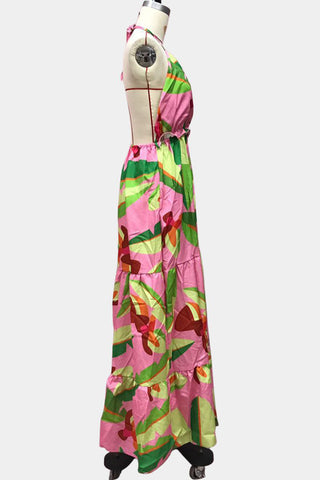 Tropical Halter Maxi Dress