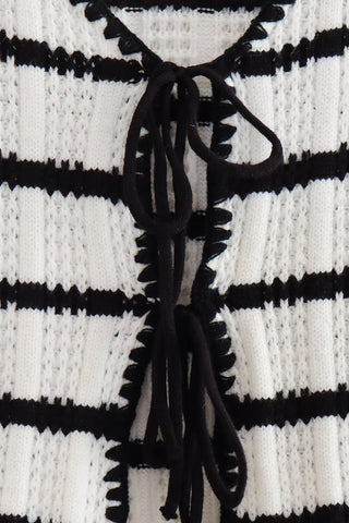 Striped Lace-Up Tank and Pants Set