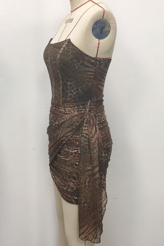 Strapless Animal Print Mini Dress