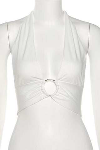 Plunge Halter Tank Top