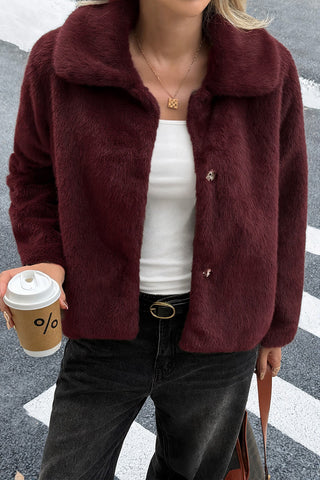 Chic Snap-Front Faux Fur Coat