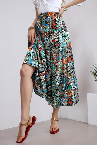 Bohemian Print Flowy Skirt