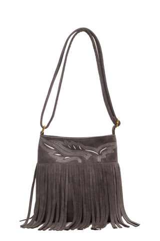 Fringe Patterned Suede Tote