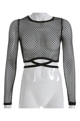 Mesh Long-Sleeve Crop Top