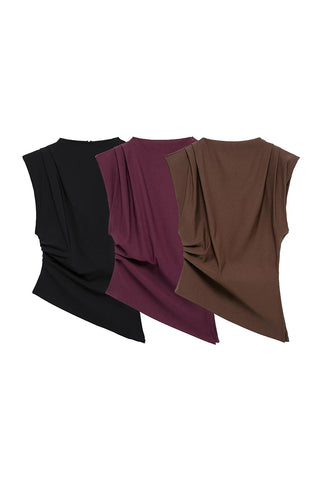 Asymmetric Ruched Tank Top
