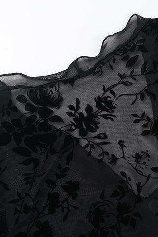 Sheer Floral Tie-Front Blouse