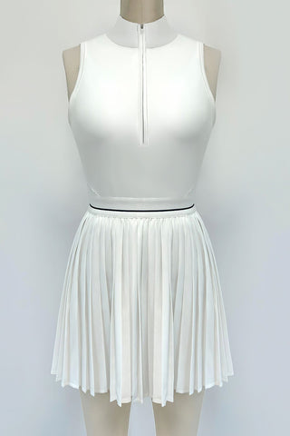Pleated Skirt Set with Cropped Top