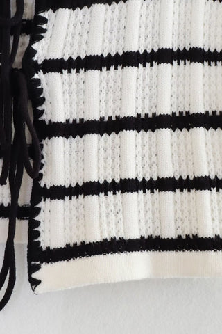 Striped Lace-Up Tank and Pants Set