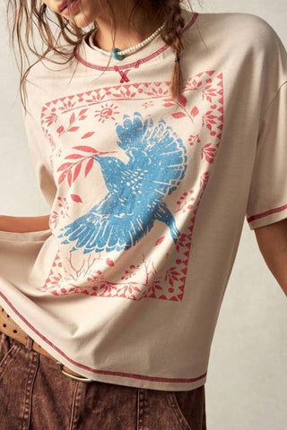 Graphic Bird Print T-Shirt
