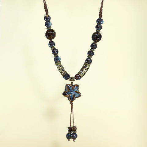 Braided Beaded Pendant Necklace