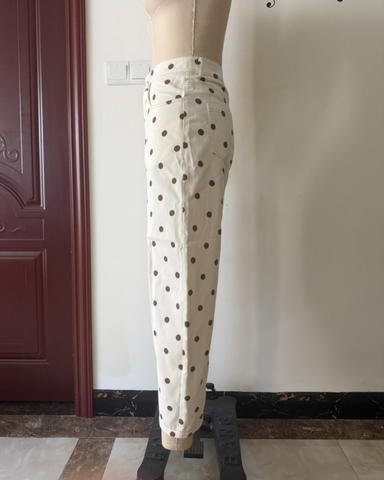 Polka Dot Straight-Leg Jeans