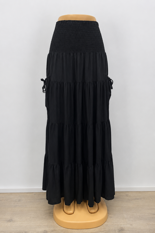 Smocked Waist Tiered Midi Skirt