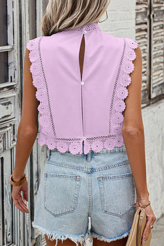 Floral Lace Trim Tank Top