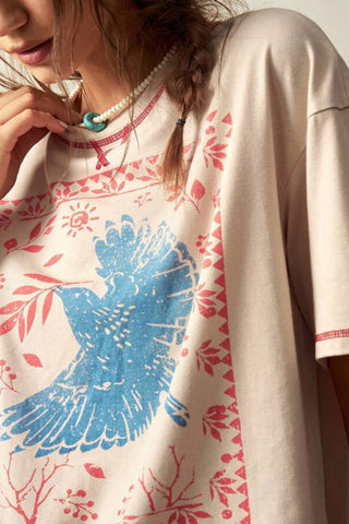Graphic Bird Print T-Shirt