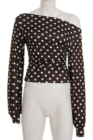 Asymmetrical Polka Dot Blouse
