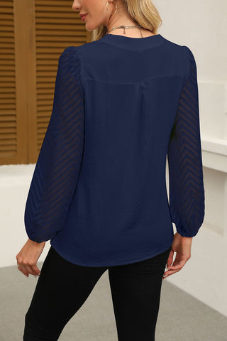 V-Neck Long Sleeve Blouse