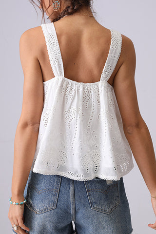 Palm Eyelet Sleeveless Top