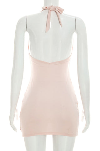 Ruched Halter Bodycon Mini Dress