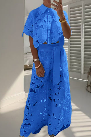 Floral Lace Pants Set