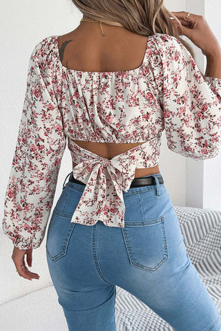 Floral Puff Sleeve Crop Top