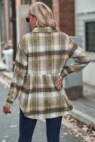 Plaid Button-Front Long Sleeve Shirt