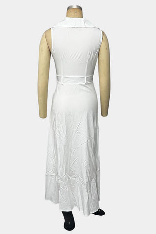 Button-Front Dress with Side Slit