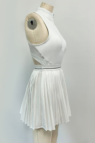 Pleated Skirt Set with Cropped Top