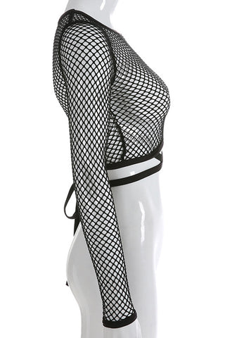Mesh Long-Sleeve Crop Top