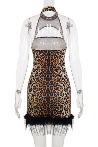 Halter Neck Leopard Print Mini Dress