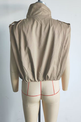 Double-Breasted Stand Collar Sleeveless Vest