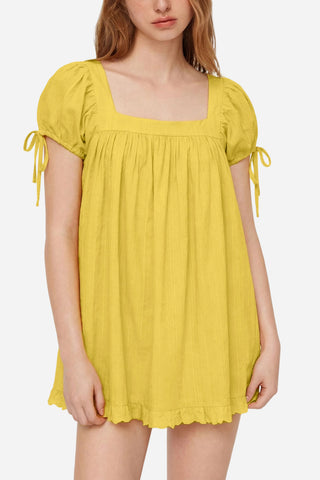 Square-Neck Ruffle Hem Blouse