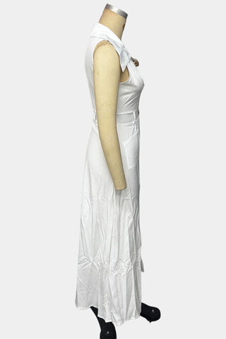 Button-Front Dress with Side Slit