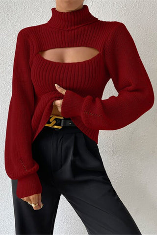 Cut-Out Ribbed Knit Top