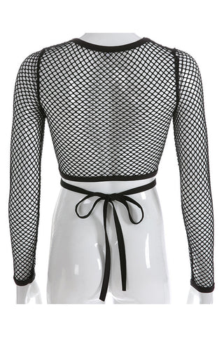 Mesh Long-Sleeve Crop Top