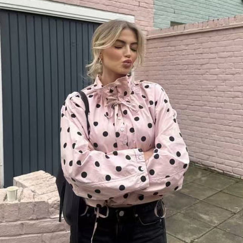 Polka Dot Button-Front Jacket