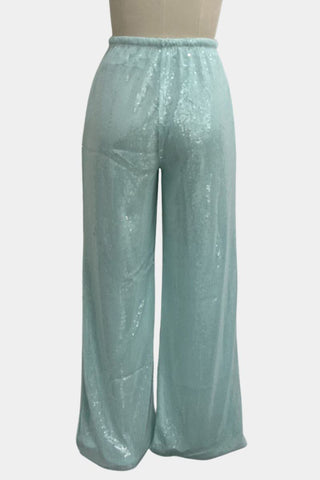 Sequin-Embellished Casual Pants