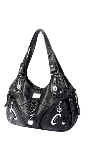 Braided Detail Multi-Zip Shoulder Bag