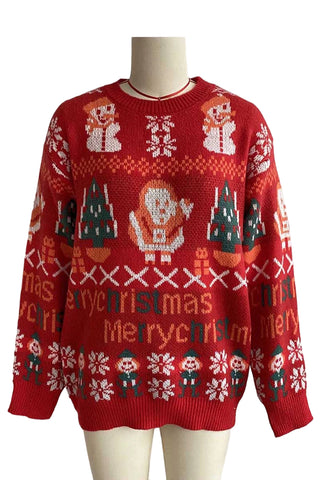 Holiday Graphic Crew Neck Knit Sweater