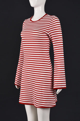 Striped Knit Bell Sleeve Mini Casual Dress