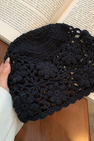 Floral Crochet Open-Knit Bucket Hat