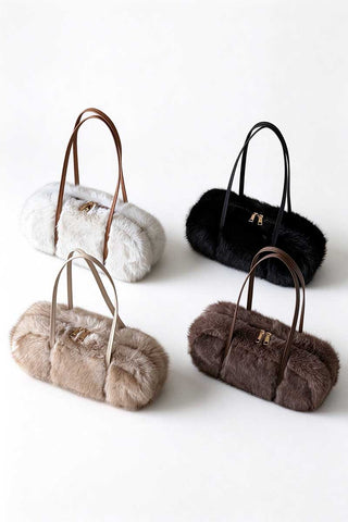 Faux Fur Top Handle Bag