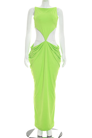 Cutout Ruched Draped Maxi Dress