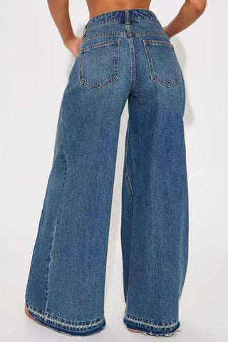 High-Waist Colorblock Wide Leg Jeans