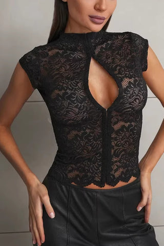 Keyhole Lace Tank Top