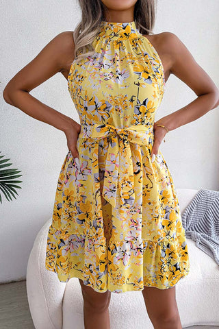 Halter Neck Floral Casual Dress