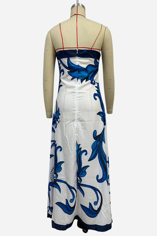 Strapless Printed Midi Vacation Dress
