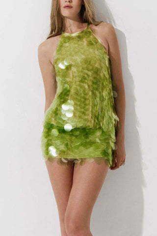 Sequin Halter Sleeveless Mini Dress