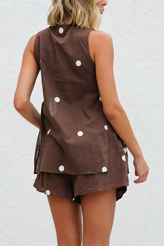 Button-Front Polka Dot Short Set