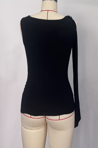 Asymmetrical Shoulder Ruched Top