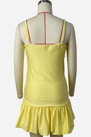 Ruched Spaghetti Strap Mini Dress
